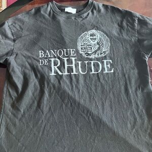 Rhude Black Short Sleeve Tee with Crest Design